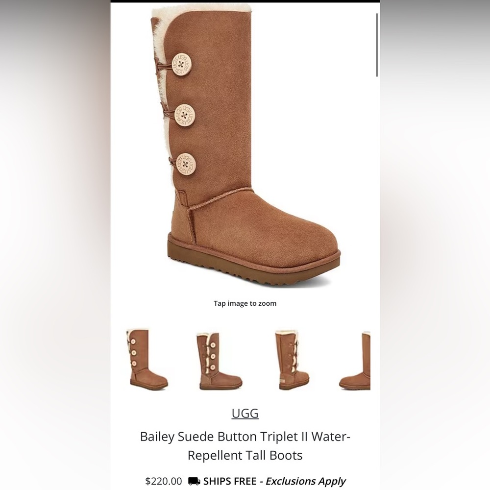 Ugg Bailey Suede Button Triplet II Water-Repellent Tall Boots